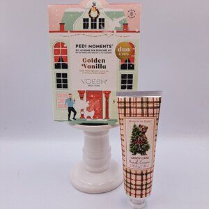 Holiday Pedi In A Box Golden Vanilla Duo Gift & Christmas Candy Cane Hand Cream